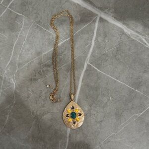 Gold and Turquoise Pendant Necklace
